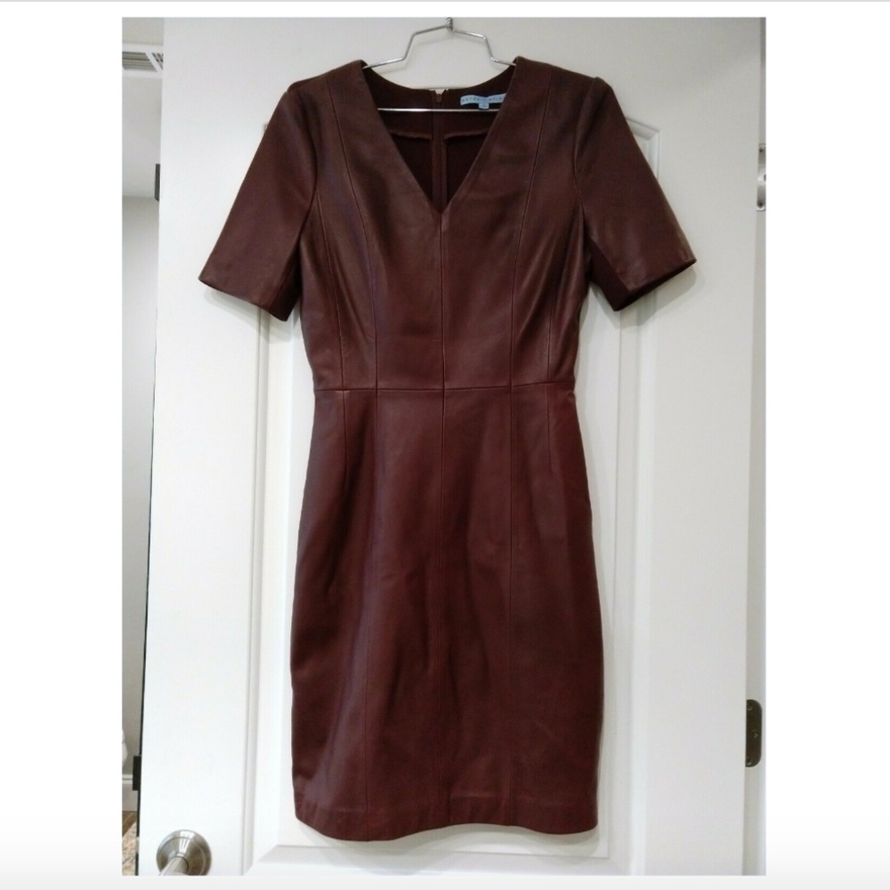 Antonio Melani Brianna Leather Dress Maroon Size 4